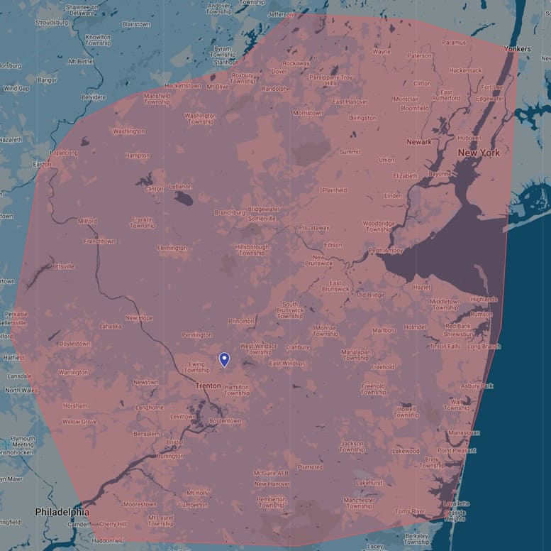 Service area map — North & Central NJ and Eastern PA